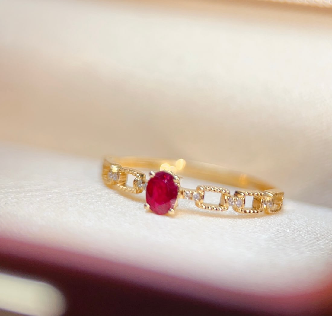 18K Gold Natural Ruby Ring - 5