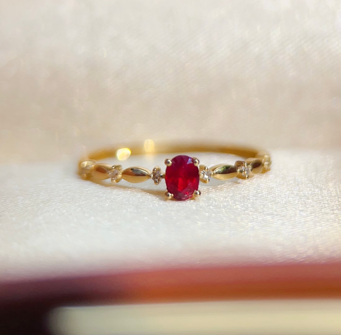18K Gold Natural Ruby Ring - 2