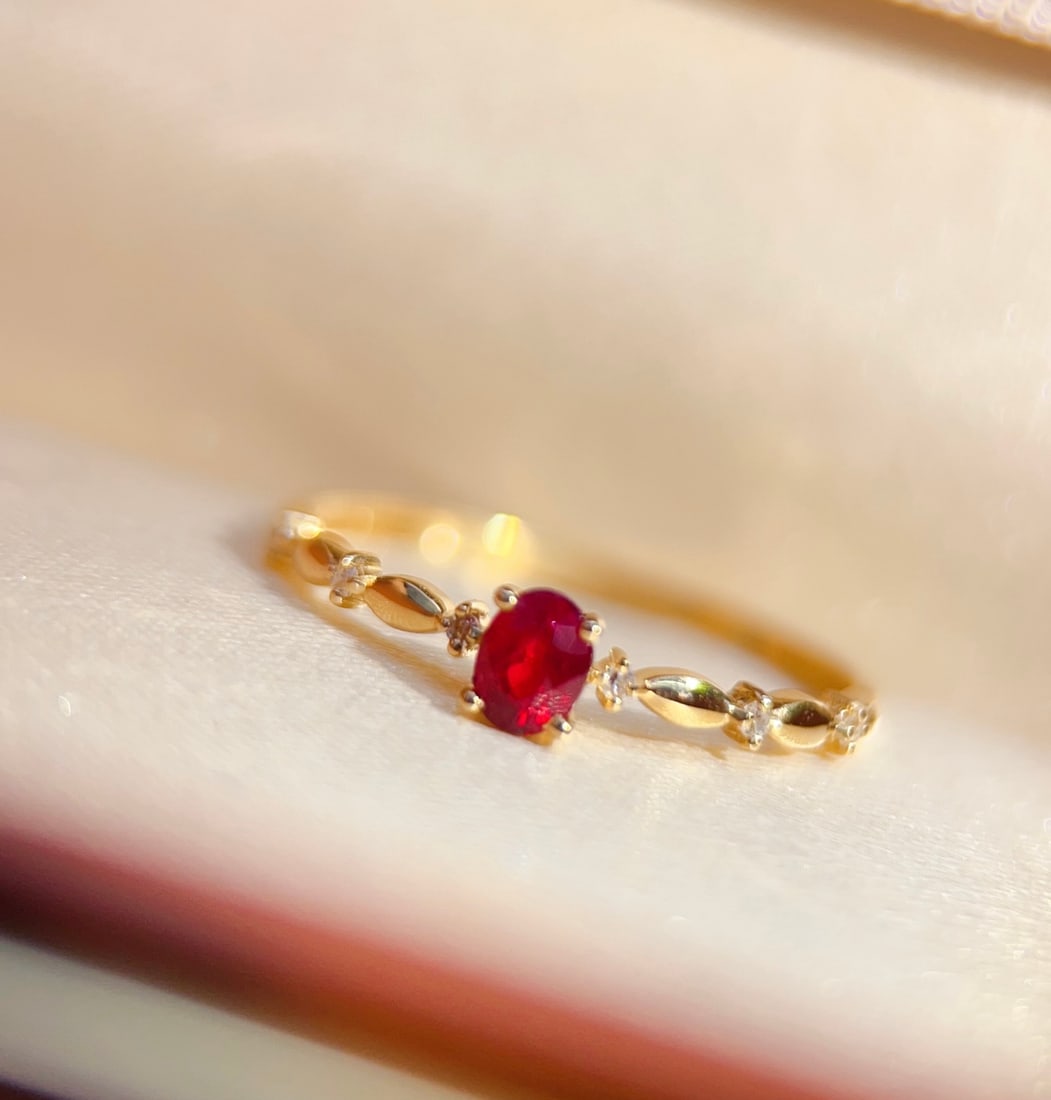 18K Gold Natural Ruby Ring - 3