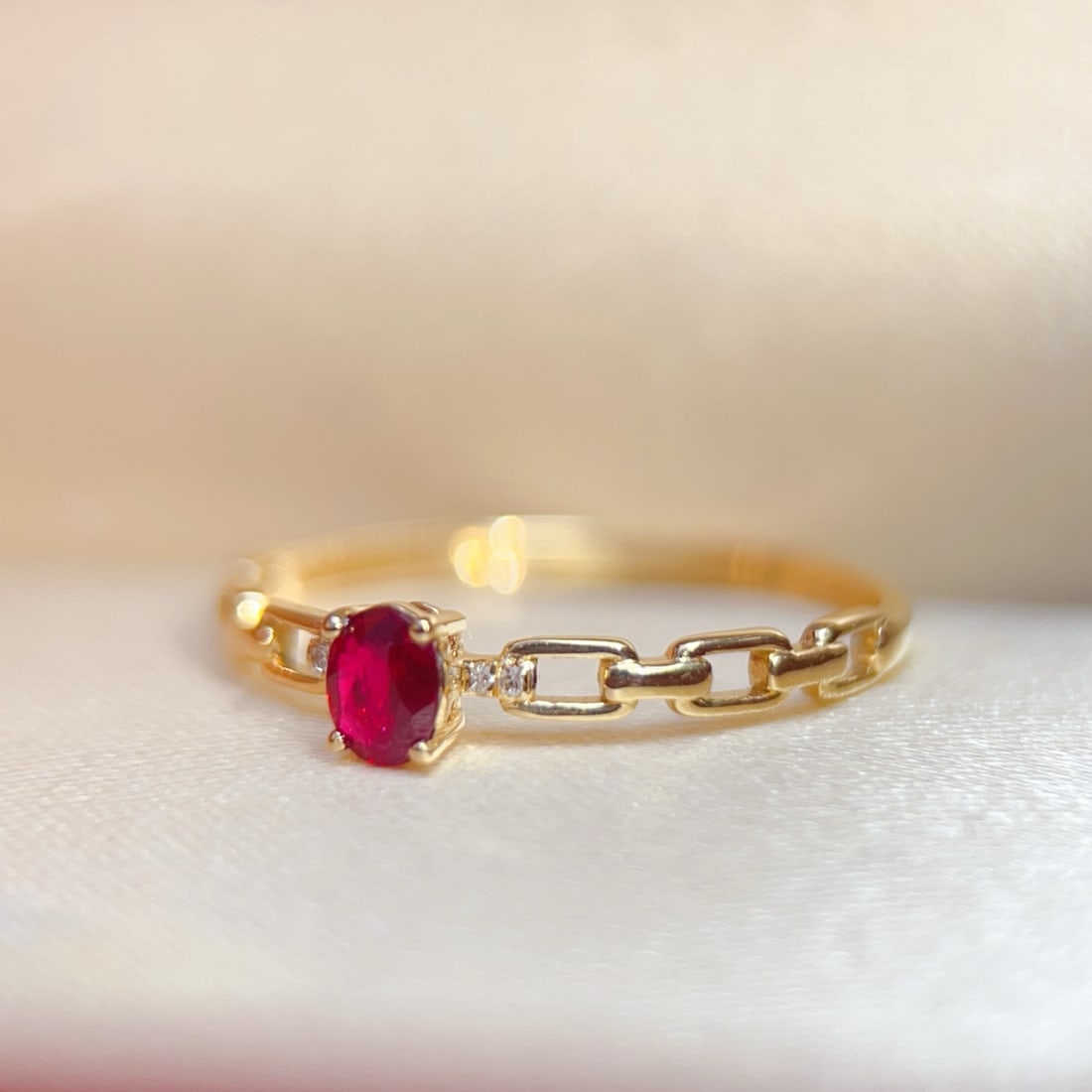 18K Gold Natural Ruby Ring - 3