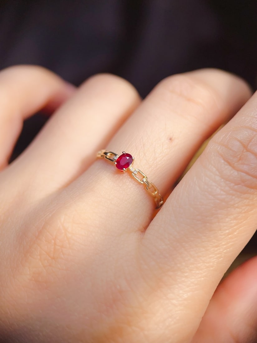 18K Gold Natural Ruby Ring - 5