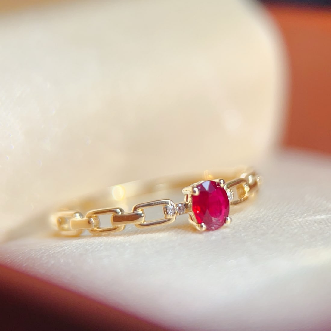 18K Gold Natural Ruby Ring - 6