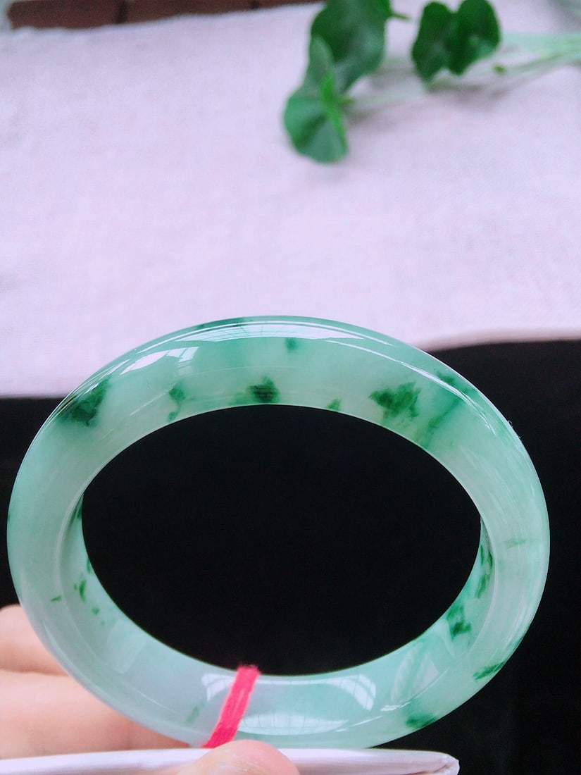 Ice Floating Flower Jadeite Bangle - 2