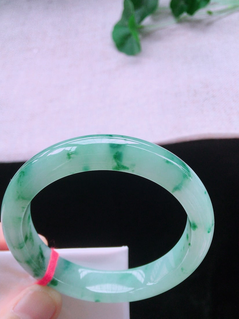 Ice Floating Flower Jadeite Bangle - 4