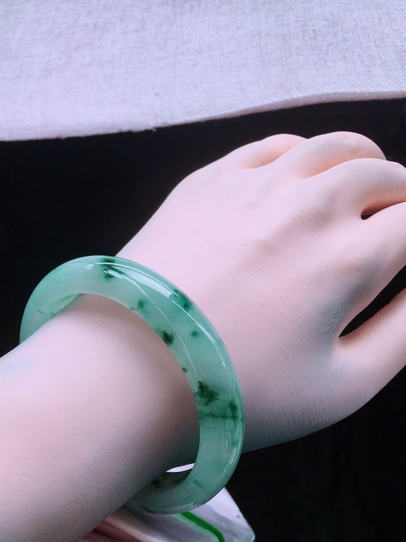 Ice Floating Flower Jadeite Bangle - 5