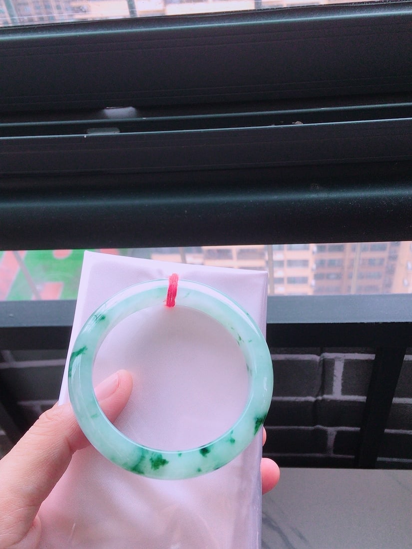 Ice Floating Flower Jadeite Bangle - 9