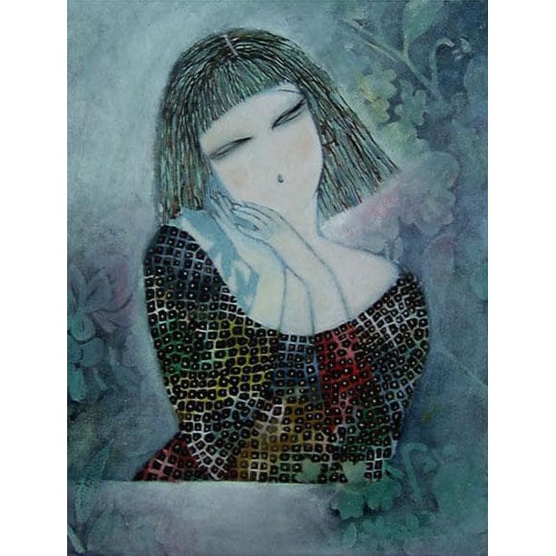 Oil Painting by Sugaya Reiko, Artwork, Painting, Interior, F6-72023, Portrait of a Woman: Oil Painting by Kan Ke Ryoko - Portrait of a Woman F6 Size: 41 cm x 32 cm Signature (The signature is small, handwritten in the lower right or left corner, or elsewhere, with a seal on the back. Creat