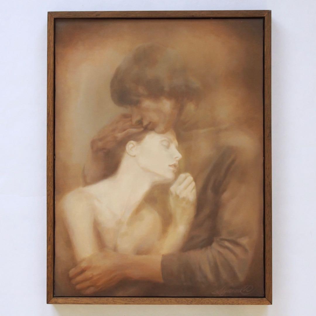 Portrait painting, original work, size P12, oil on canvas, with an antique effect. (1 of 20)