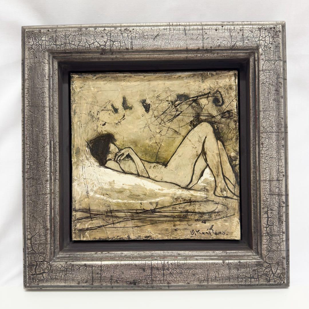 Kurihara Ichiro Oil Painting "Nude" Framed Circa 1980 Authentic Work: Ichiro Kurihara Oil Painting "Nude" Framed Circa 1980 Authentic Work These items have been stored at home for many years. It is difficult to see from the front, but from a certain angle, fine cracks c