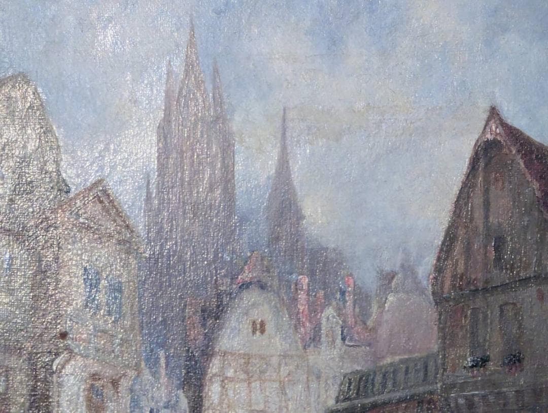 Authentic Painting by Henry Schafer, Oil on Canvas, European Old Cityscape - 4