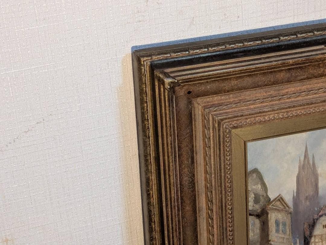 Authentic Painting by Henry Schafer, Oil on Canvas, European Old Cityscape - 7