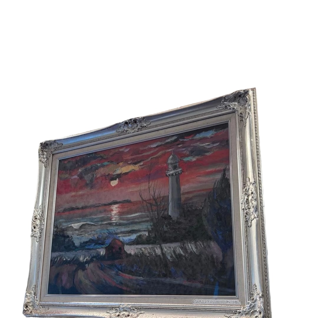Oil Painting of a Lighthouse on the Coast by Takeda Nobuo (1 of 5)