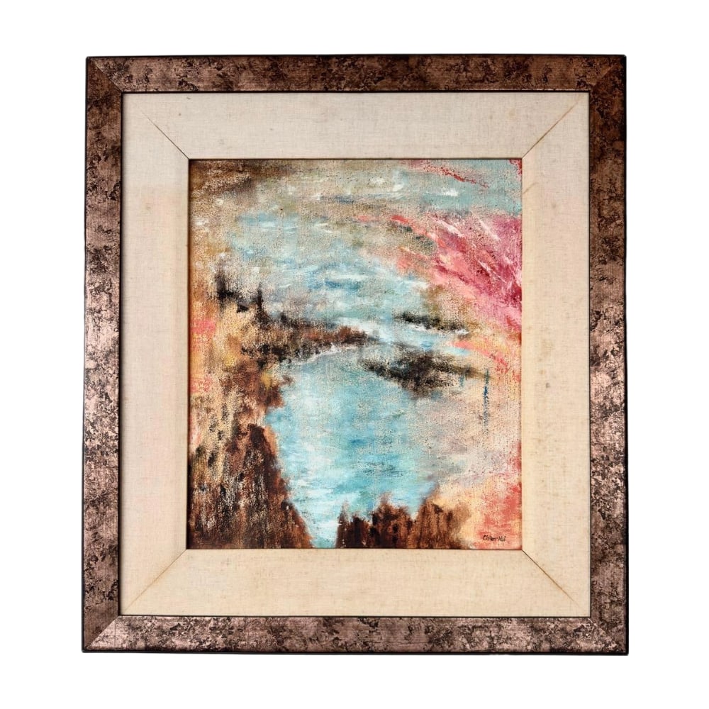 Authentic Midolie Wang Hand-Painted Oil Original "Lake Light" F10 Size: Authentic Midolie Wang Hand-Painted Oil Original "Lake Light" F10 Size Taiwanese Artist A striking impasto reminiscent of carving the earth. A valuable hand-painted oil original by the accomplished