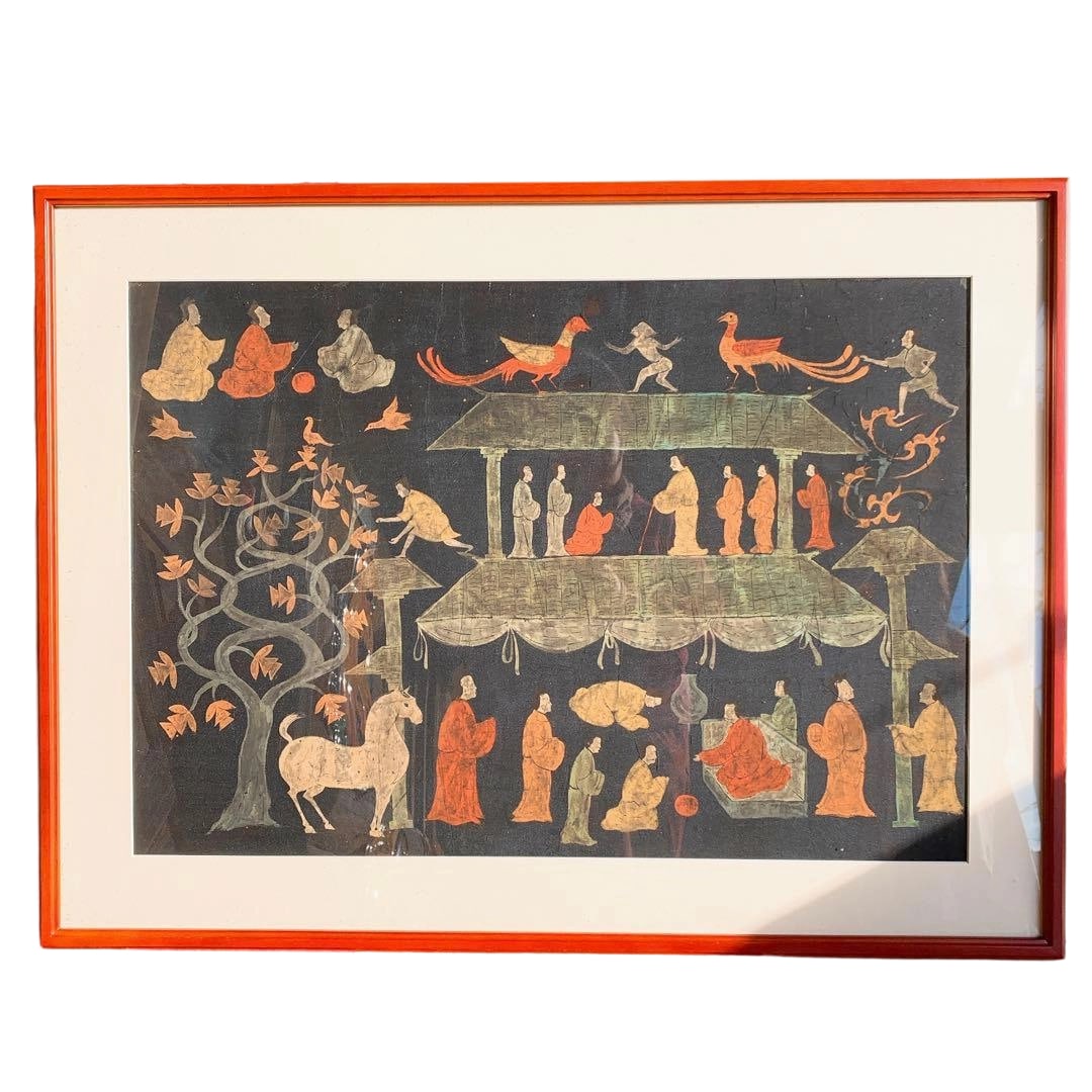 Chu Kingdom, Han Dynasty, Silk Painting: State of Chu, Han Dynasty, Silk Painting, China, Silk, Frame, Antique, Horse, King, Phoenix, Figure, Art Luxury goods of the time This painting is rendered on ancient silk. The photograph was taken in