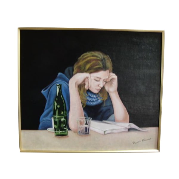 Kimura Naomi, "Dokusho o Suru Onna", oil painting, F10 size: Naomi Kimura, "Woman Reading," Oil Painting, F10 Size: 53.0cm x 45.5cm, Oil on Canvas, New High-Quality Oil Painting Frame Included, Hand-Signed, Authenticity Guaranteed, Female Artist, Popular Guaran