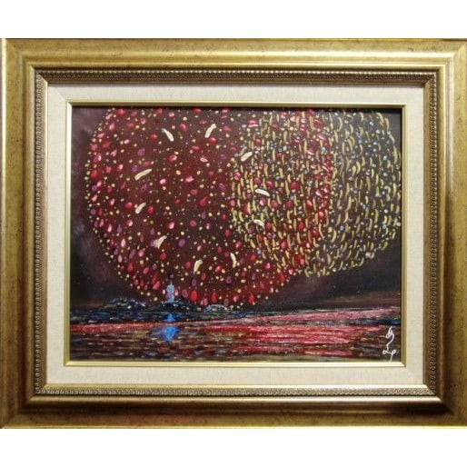 Sato Memi, "Enoshima Fireworks," oil on canvas, size F6. (1 of 9)