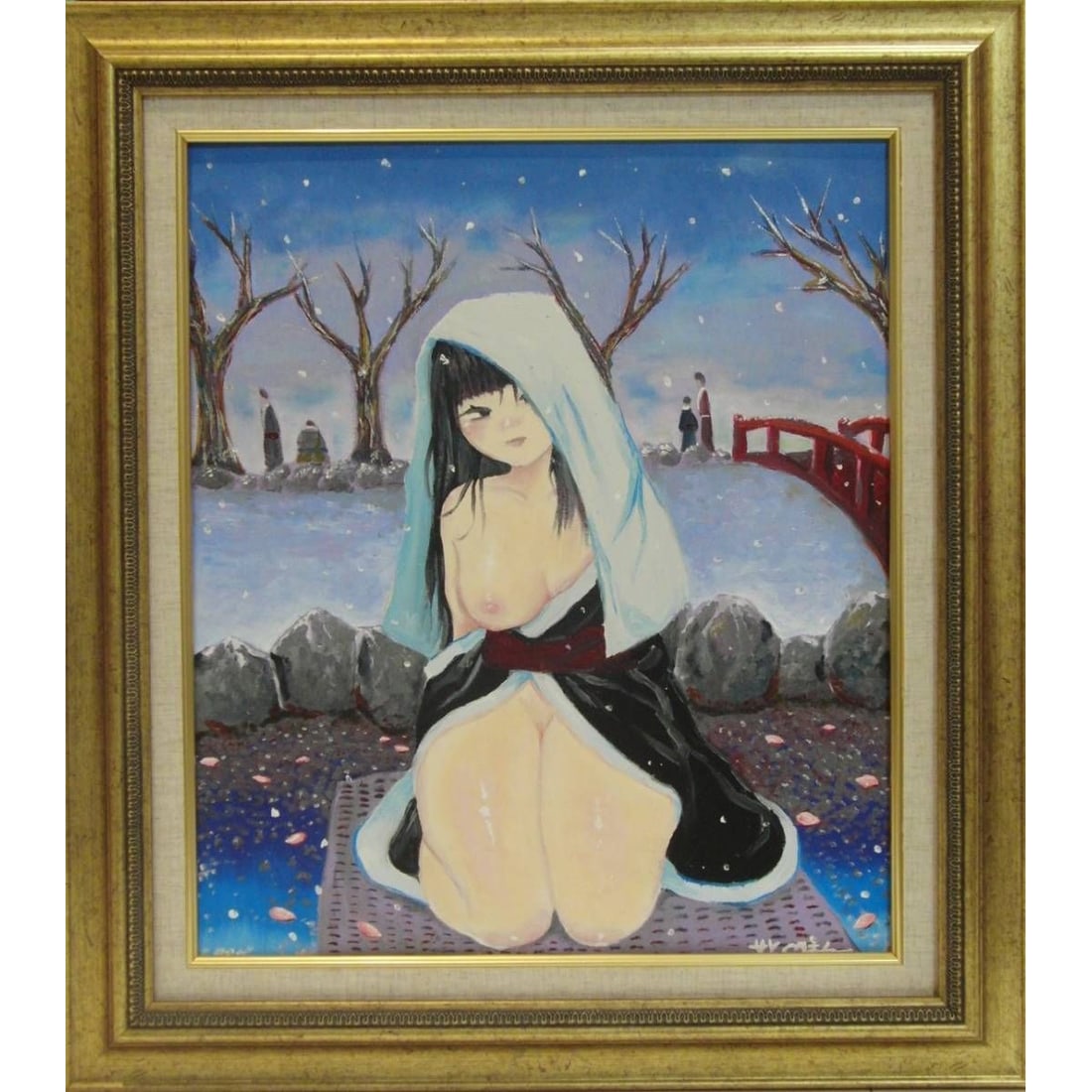 Seto Gohan, "Matsu Onna", oil painting, F10 size: Seto Gohan, "Matsu Onna", Oil Painting, F10 Size: 53.0 cm x 45.5 cm, Unique Oil Painting, New High-Quality Oil Painting Frame Included, Hand-Signed with Authenticity Guarantee. Guaranteed Authentic, w