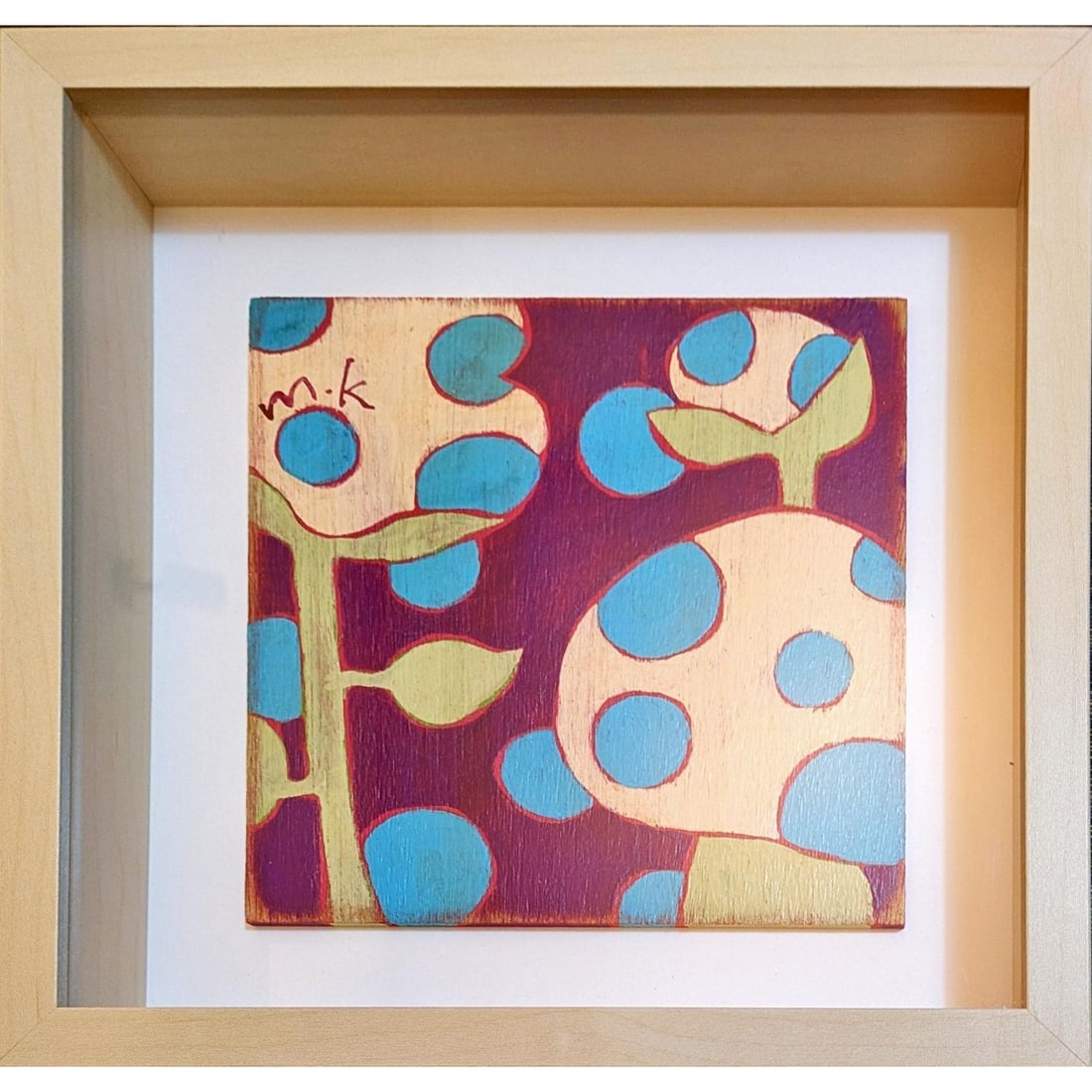 Authenticity Guaranteed: Original Painting by Miki Kariya: Authenticity Guaranteed: Original Painting by Miki Kariya - Main Motif: Mushroom 'MK2024 Series MK-54' Popular Artist's Small Work - Acrylic Original Painting Since her debut, she has created numerous