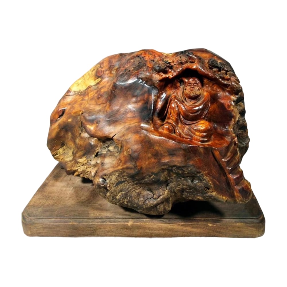 Qing Dynasty Jujube Wood Bodhidharma Statue (1 of 10)