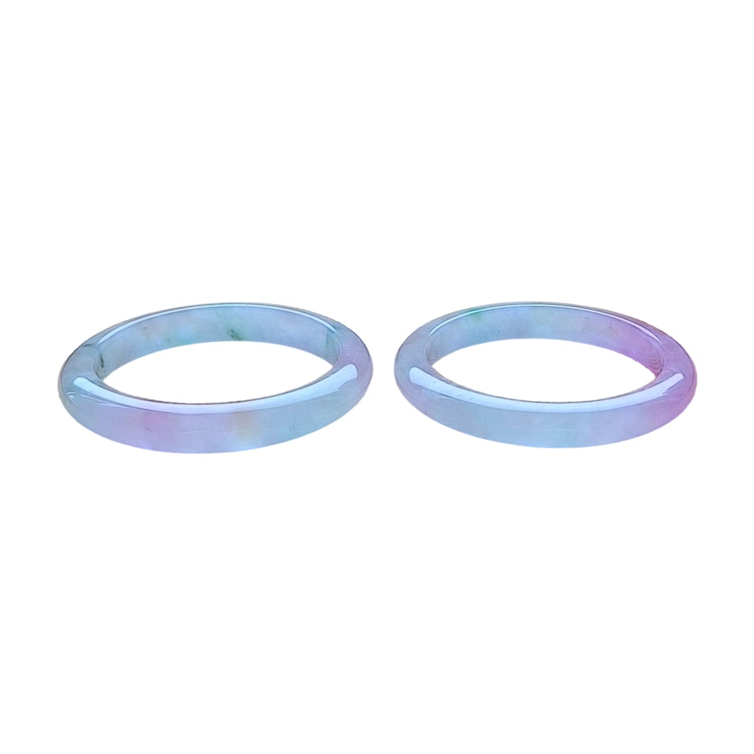 Pair of Icy Jadeite Bangles with Spring Colors (1 of 9)
