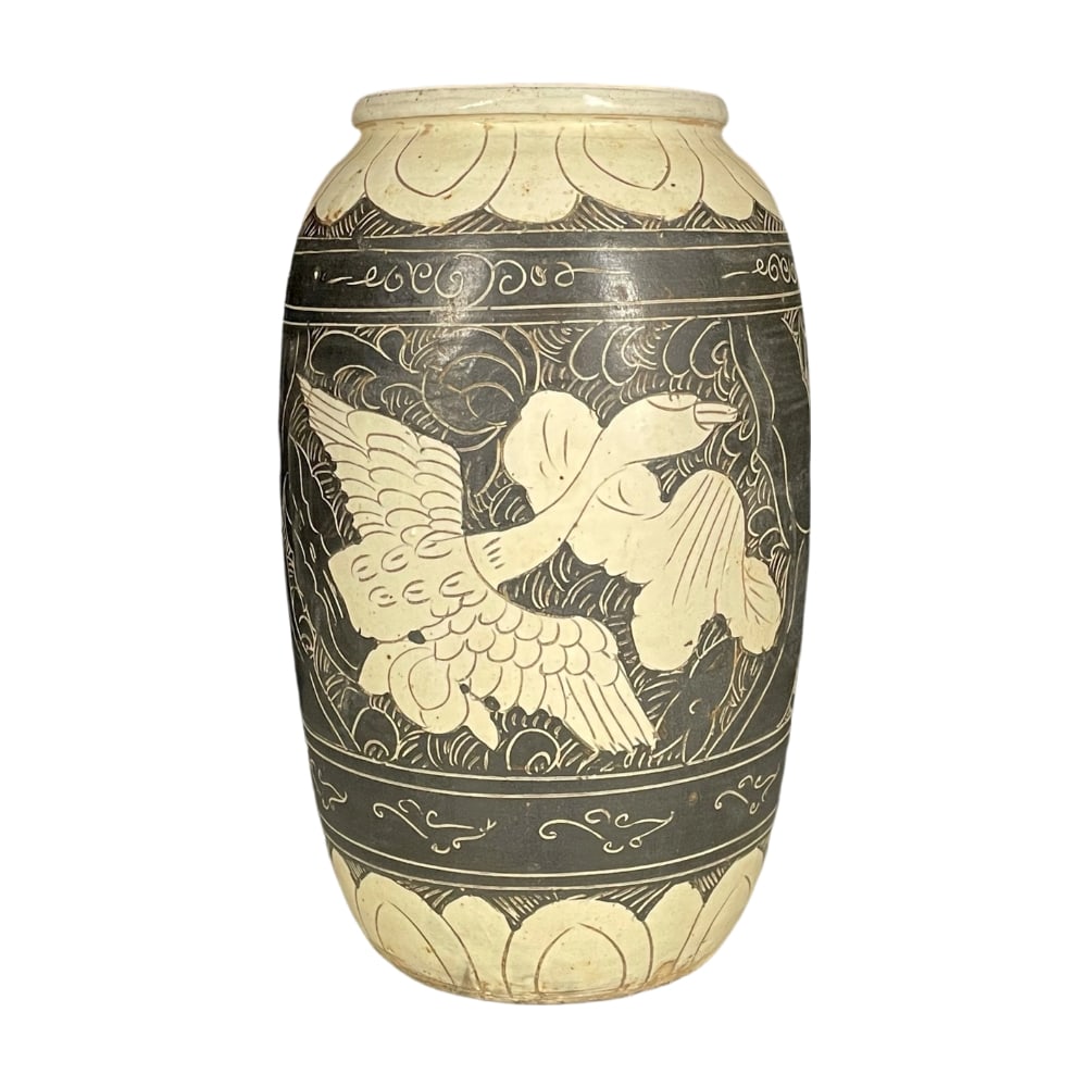 Ancient Old Kiln Crane Pattern Jar (1 of 9)