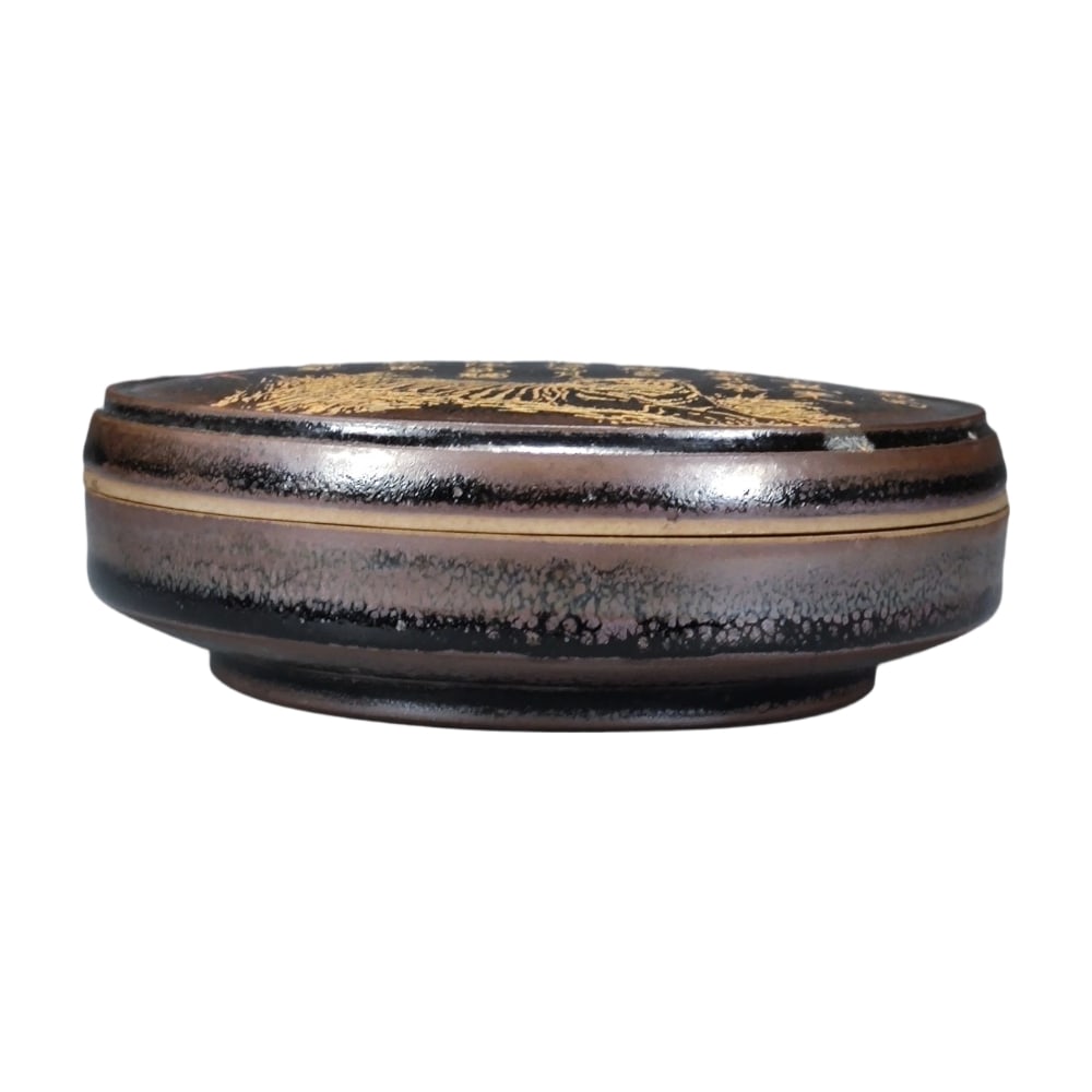 Ru Kiln Black Glaze Rouge Box with Imperial Inscription and Gilded Tiger Pattern (1 of 10)