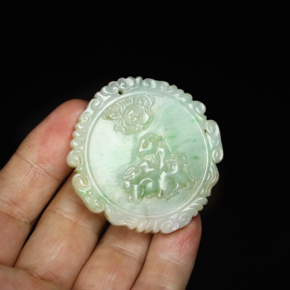 Jadeite Three Rams Pendant - 10