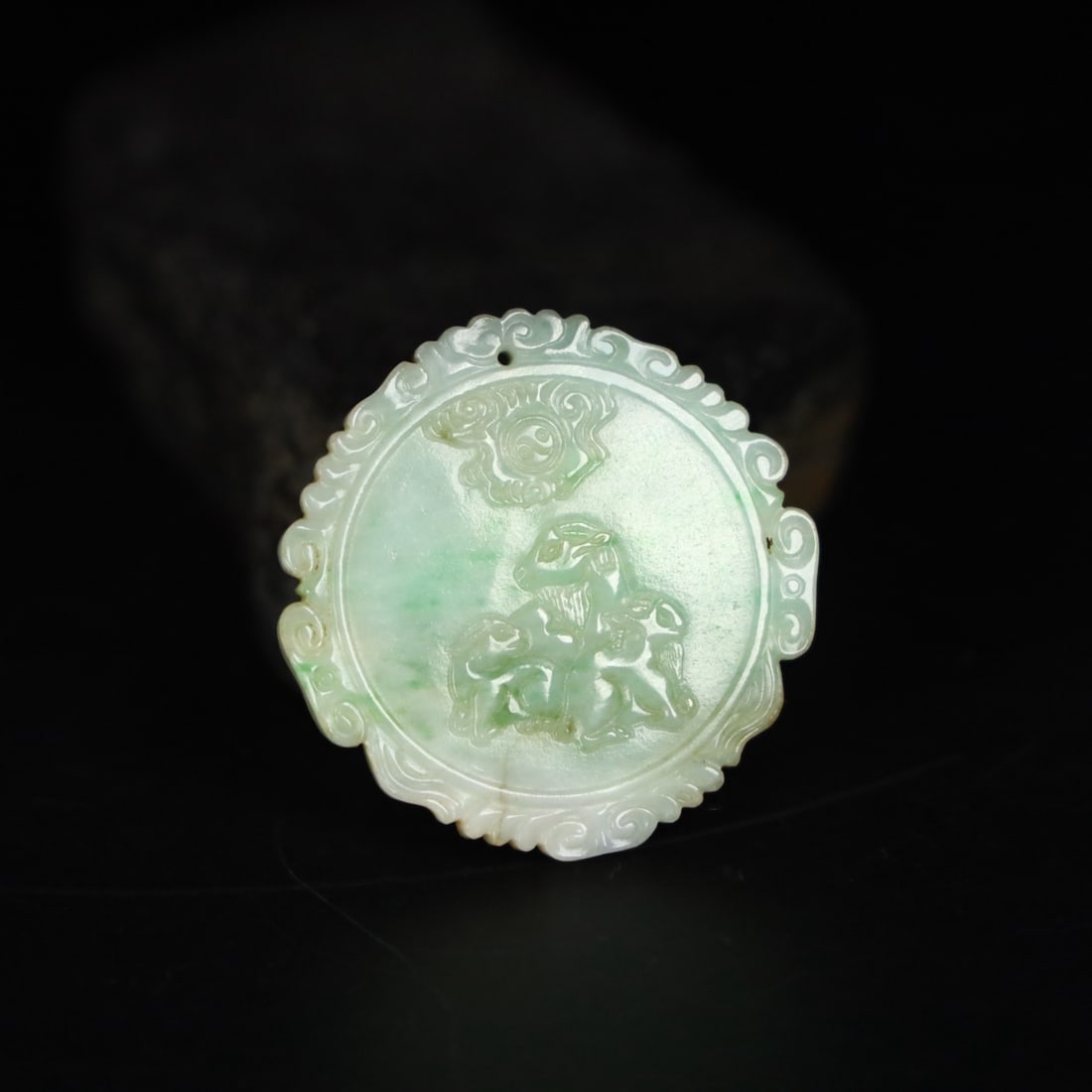 Jadeite Three Rams Pendant - 2