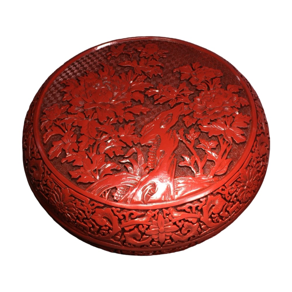 Carved Red Lacquer Box Ornament (1 of 10)