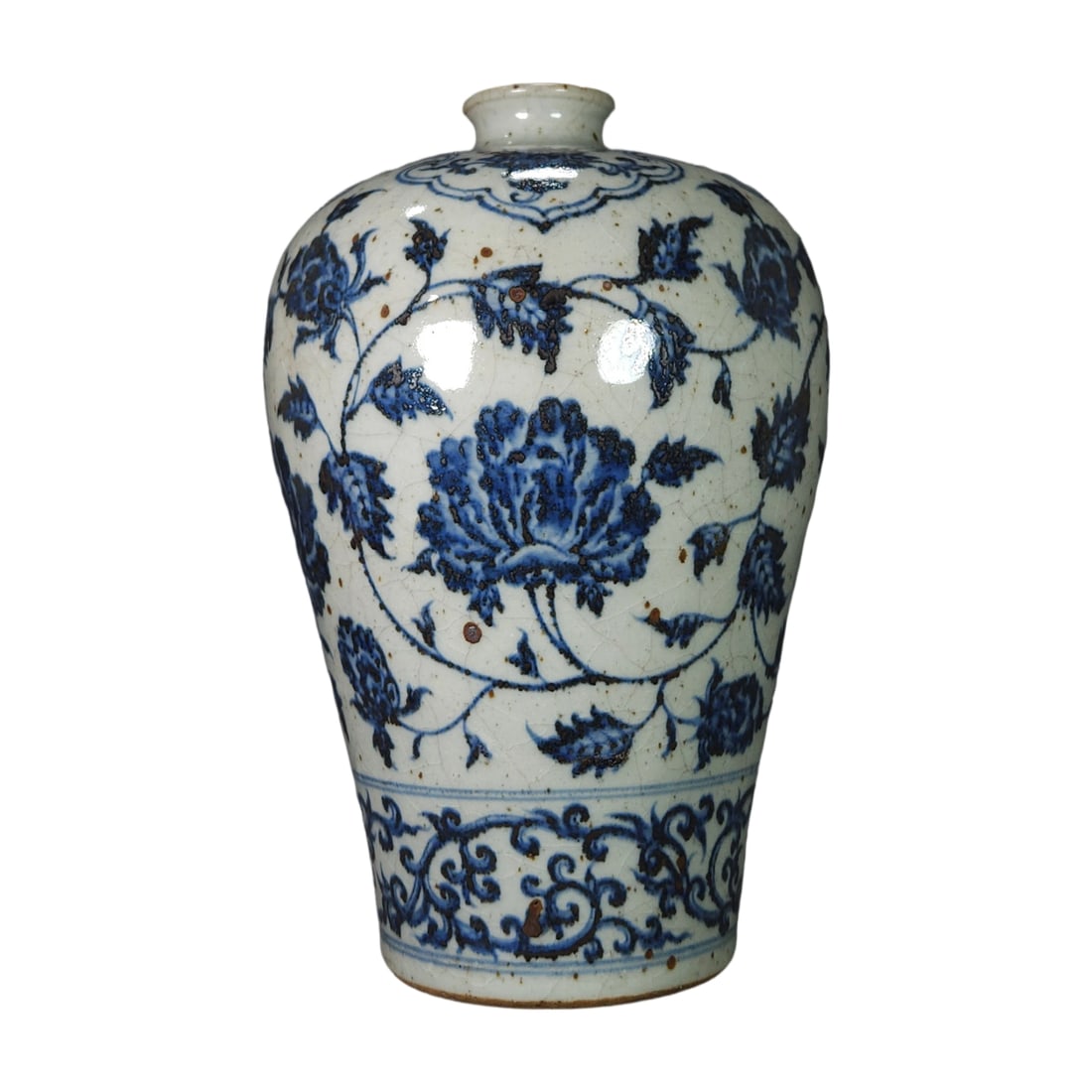 Yuan Dynasty Blue and White Meiping with Scrolling Lotus Design (1 of 10)