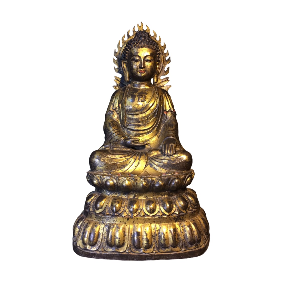 Pure Copper Gilded Vermilion Buddha Statue (1 of 10)