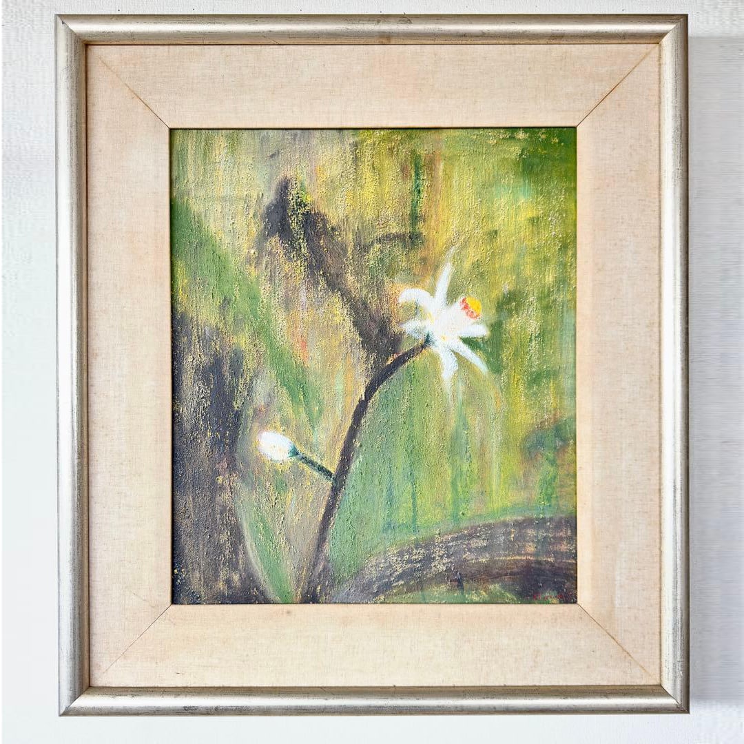 Midori Rie Wong (Wang Qianxi) "Lotus Flower" Oil Painting, Size F10: Title Authentic Midori Rie Wong Original Oil Painting "Lotus Flower" F10 Size with High-Quality Frame Description In the silent darkness, a pure light blooms. This is a rare hand-painted oil painting 
