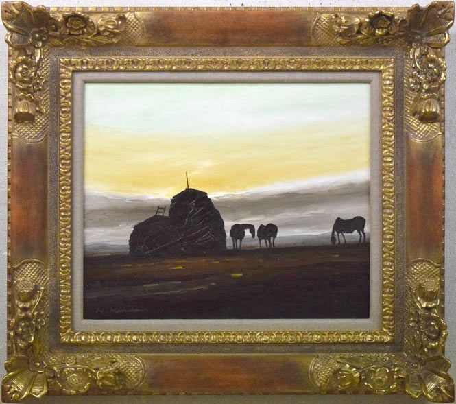Kanda Nissho "Fukei" Oil Painting, Size F8: Title Kanda Nissho "Landscape" Oil Painting, F8 Size, Kanda Nissho Memorial Museum, Shikaoi Town, A Rare Work by the Genius Painter Who Passed Away at 32, Kotake Art, Authenticity Guaranteed Descripti