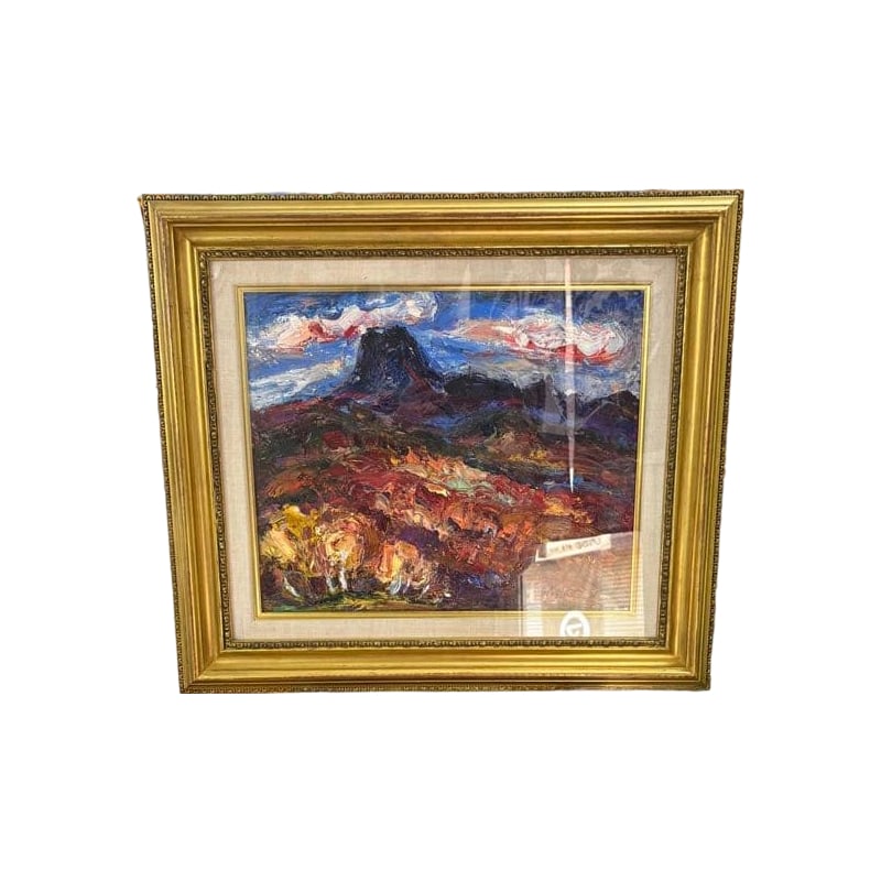 Yamamoto Hidemaro "Kasadake Fukei" Oil on Canvas, Size F10: Product Title Authentic Oil Painting "Kanmuri Zuru" by Director of Nitten, Goto Katsuyoshi, No. F10, 1982 Masterpiece Framed Product Description This is a profound oil painting by the talented artist 