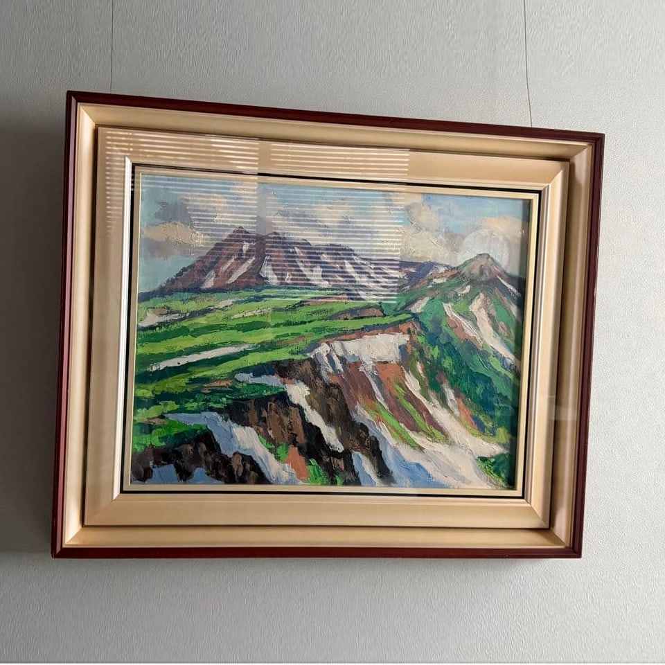Sakamoto Naoyuki, "Summer in the Daisetsuzan: Takanehara and Hakundake," oil on canvas, size 10.: Title Sakamoto Naoyuki "Summer Daisetsuzan: Takanehara and Hakun-dake" New Oil Painting Size 10 Description Thank you for visiting This mountainous work depicts the majestic nature of the Daisetsuzan 