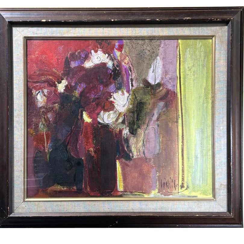 Makino Torao "Hana" Oil Painting: Title: Makino Torao "Flowers" 1979 Oil Painting Framed Nihonga Freight: 1.International Freight: Foreign shipping charges are determined by destination. 2.Photos, descriptions and valuations have been