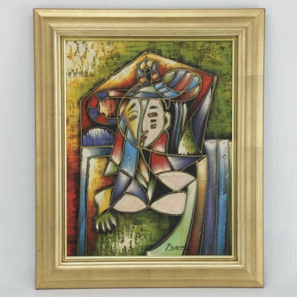 Cubism-style Female Portrait Reproduction, Oil Painting-style Interior (1 of 9)
