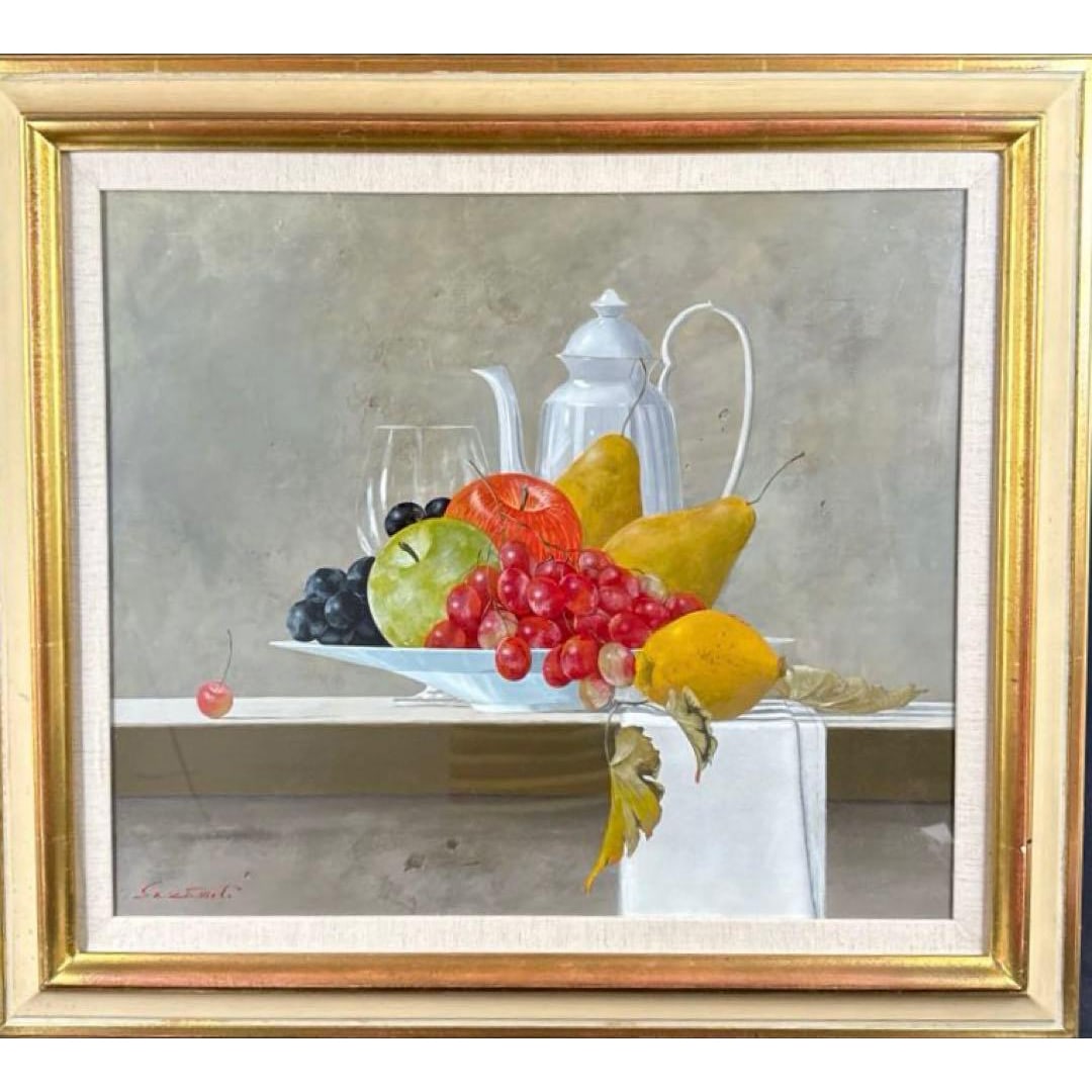 Sakamoto Shuji, "Still Life on the Table," original oil painting. (1 of 4)