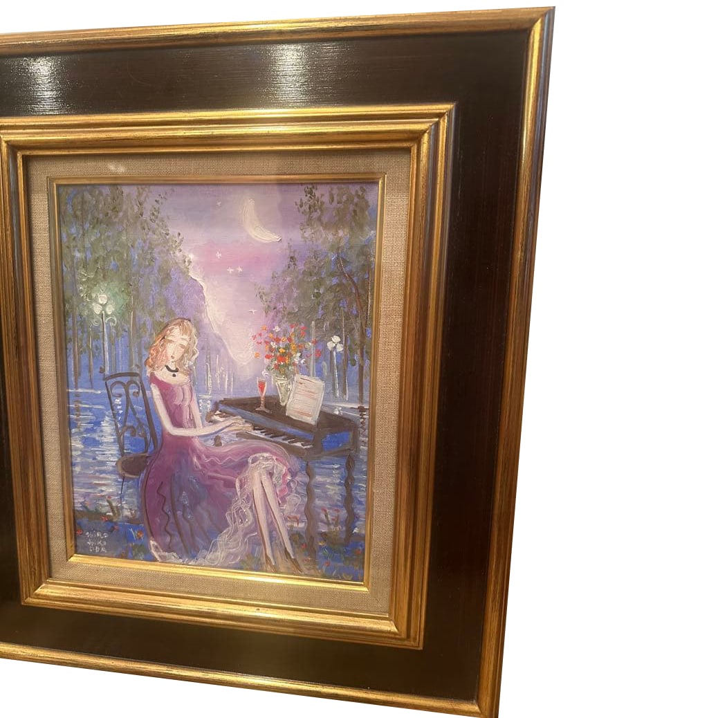 Oda Hirohiko "Serenade by the Waterside" Oil Painting, F3 Size: Title Oda Hirohiko "Serenade by the Waterside" Oil Painting No. F3 Description This is an oil painting by Oda Hirohiko, size F3 Frame dimensions: approximately 45.5 cm x 40.0 cm x 5 cm Condition: Good