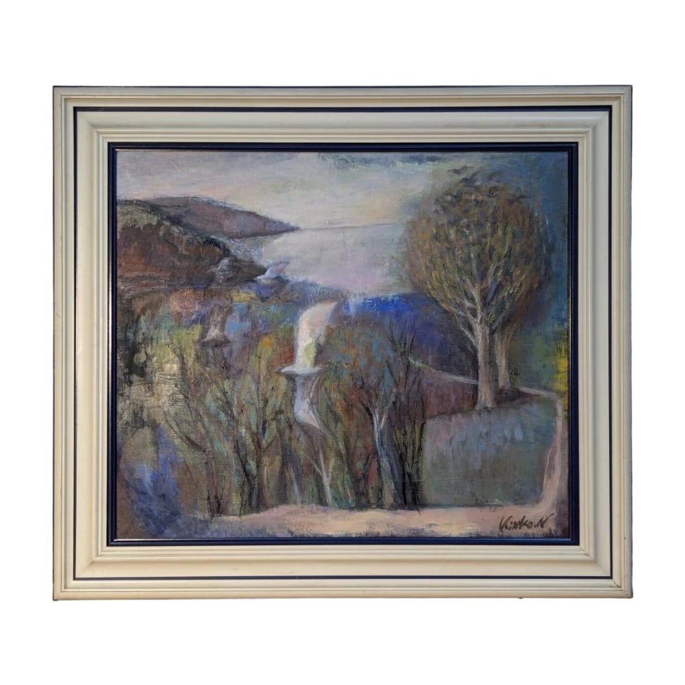 Oil Painting "White Seagulls Dancing by the Sea: Fantasy Landscape of Forest and Cape" Size 10: Title Authentic Painting, Oil on Canvas No. 10, White Seagulls Dancing by the Seaside, Fantastical Landscape of Forest and Cape Description Frame Dimensions: Approximately 67*59 cm Artwork Dimensions: