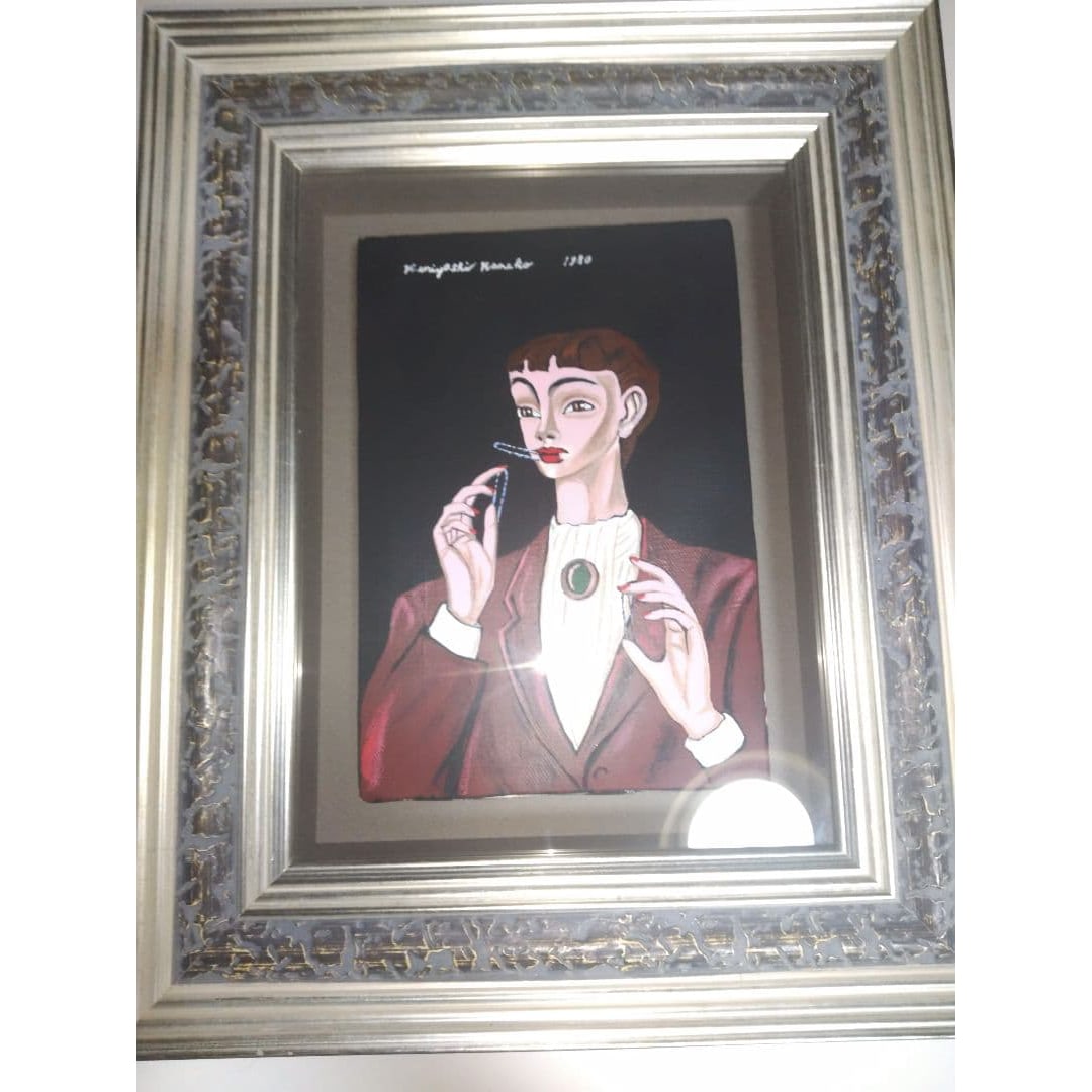 Kaneko Kuniyoshi "Woman Biting a Pinocchio" Oil Painting, Size SM: Title Kaneko Kuniyoshi, Painting, Oil on Canvas, SM Special Edition, Woman of Pinocchio, Luxurious Frame, Handwritten, Yakui Rei, Miyanaga Takehiko Description Equipped with a high-quality frame It fe