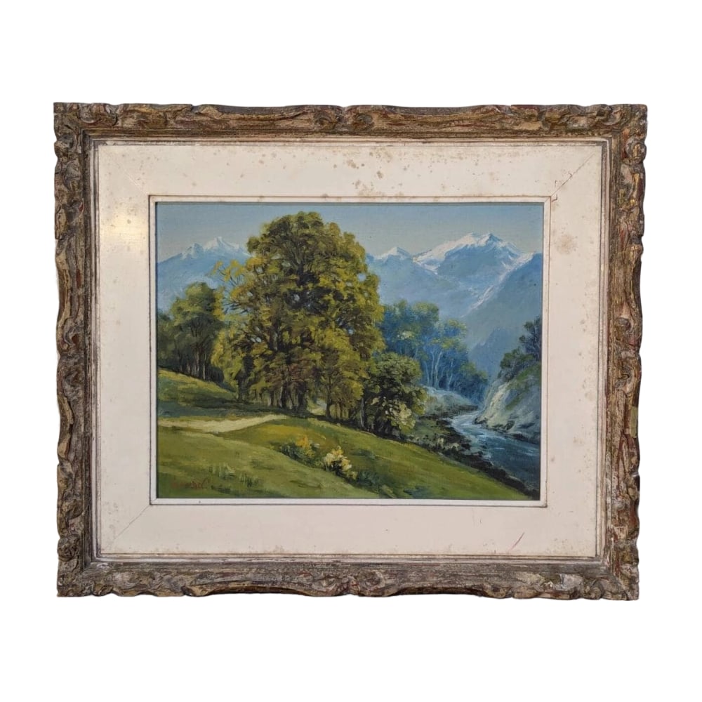 Aizu Landscape "Scenery of Clear Stream and Trees" Oil Painting: Title Authentic Painting: Aizu Landscape, Oil Painting, Scene of Clear Stream and Trees, Framed Description Frame Dimensions: Approximately 59*50 cm Artwork Dimensions: Approximately 41*31 cm Includes