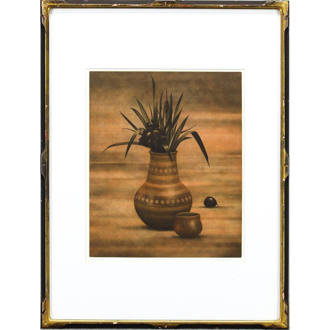 Signed Copperplate Print "Warmth of Ancient Ceramics and Irises" (1 of 8)