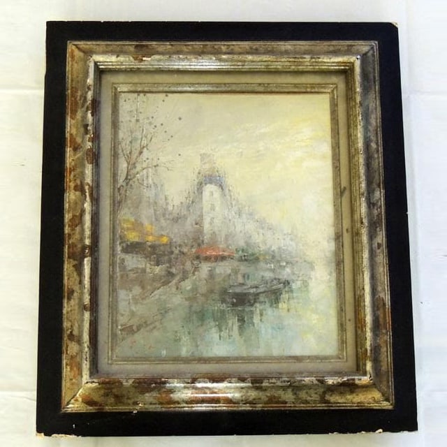 Tamaki Yoichi "Fukeiga" Oil Painting F3 Size: Title Yoichi Tamaki 1988 Hand-Painted Oil Painting Landscape F3 Framed Description Frame Dimensions: 41 x 36 cm Thickness: Approximately 6 cm The frame may have minor scratches or chipping. Freight: 1