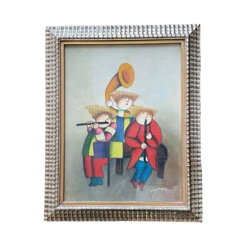 Jay Roybal "Ongakutai" Oil Painting: Title New Jay LeRoybal Orchestra Oil Painting Description Height 50 cm Width 40 cm Freight: 1.International Freight: Foreign shipping charges are determined by destination. 2.Photos, descriptions and 