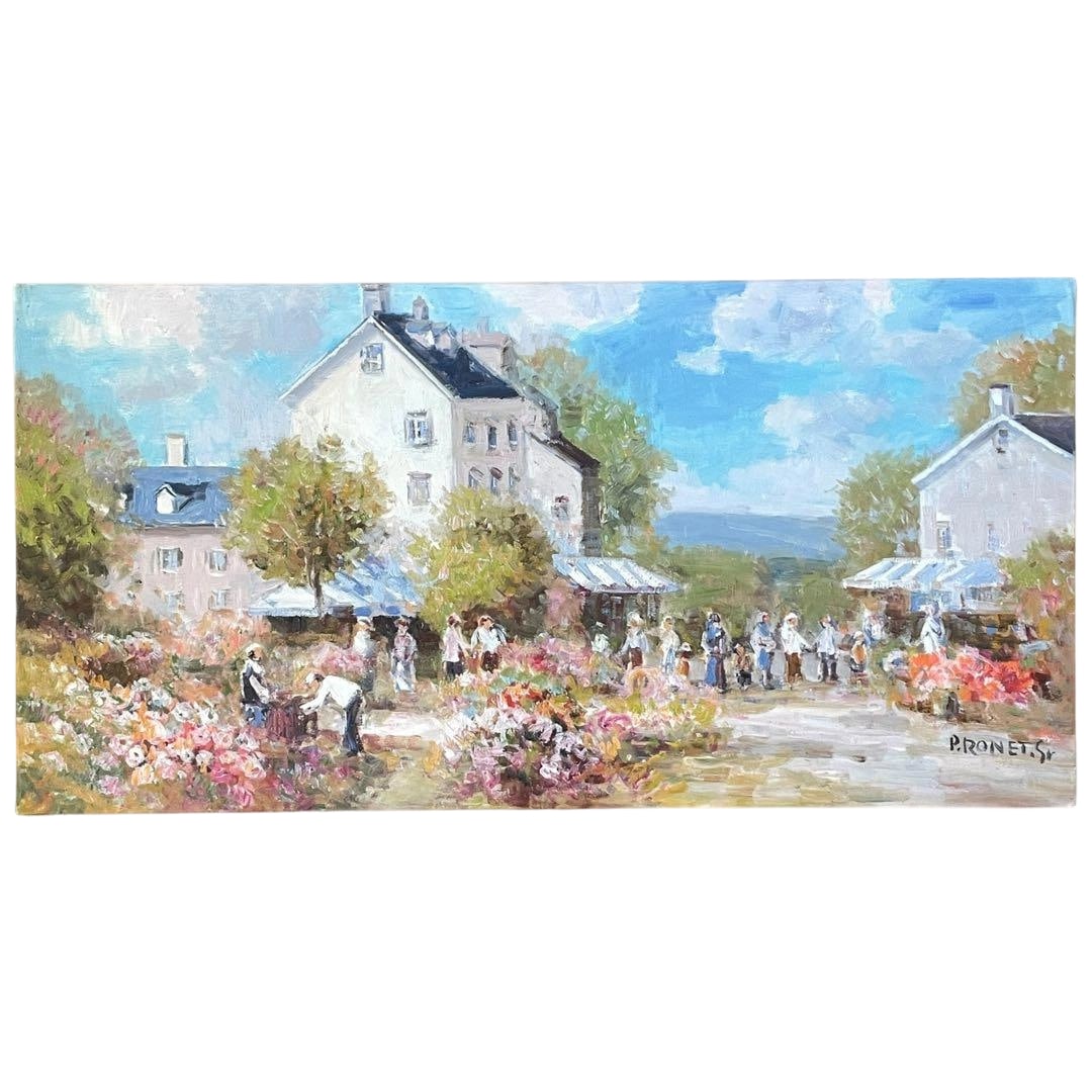 Pierre Ronet "Flower Market" Oil Painting (1 of 15)
