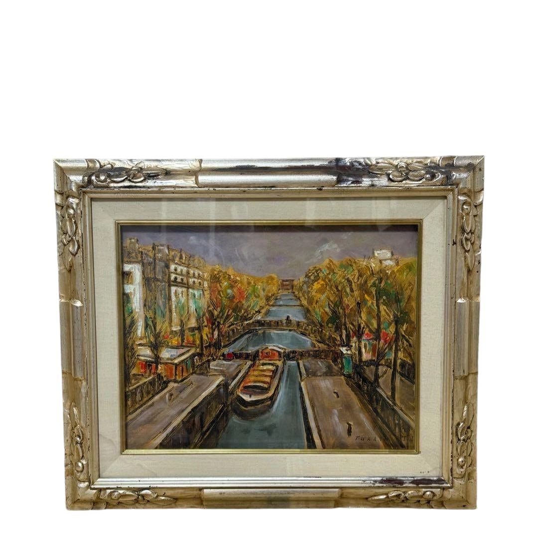 Ichimura Tsukasa, "Suiro no Fukei" (Oil Painting): Title Authentic Work by Ichimura Tsukasa "Landscape of Waterways" Framed Oil Painting, Signed Description Frame Dimensions: W580 H490/D60mm Print Dimensions: W485/H390mm All contents in the image are 