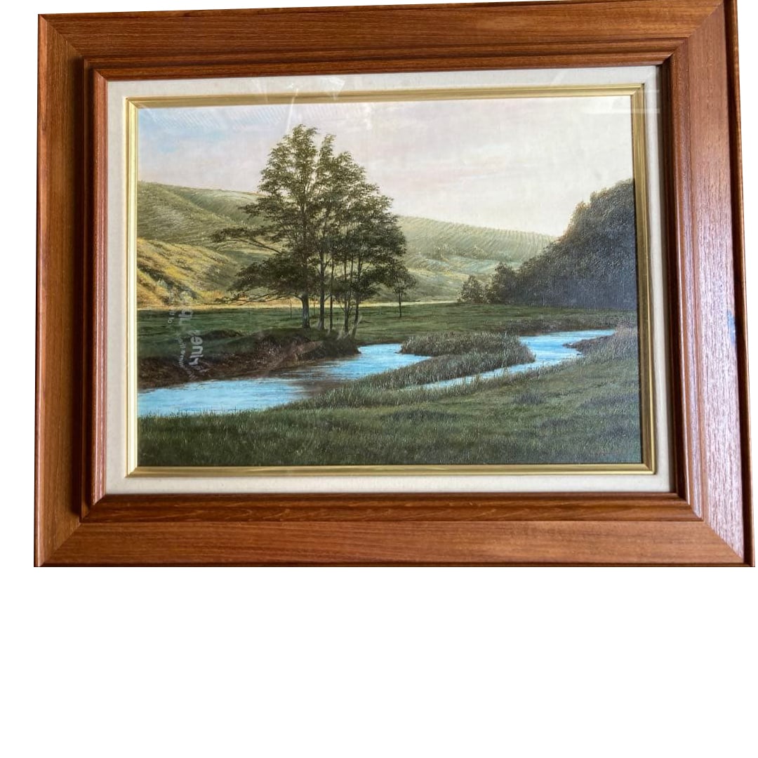 Nakamura Hideo "Hokuhen no Akebono-bi" Oil Painting Size 10: Title: Oil Painting by Nakamura Hideo "Dawn in the Northern Region" Description: Oil Painting by Nakamura Hideo "Dawn in the Northern Region" Size 10, Vertical 41cm x Horizontal 53cm, Frame Size Verti