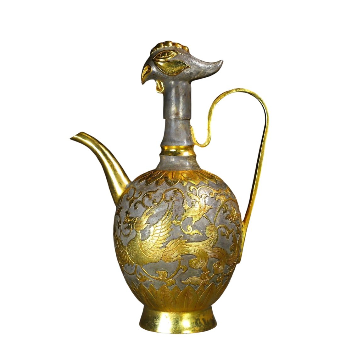 Gilded Floral Phoenix Head Wine Pot (1 of 11)