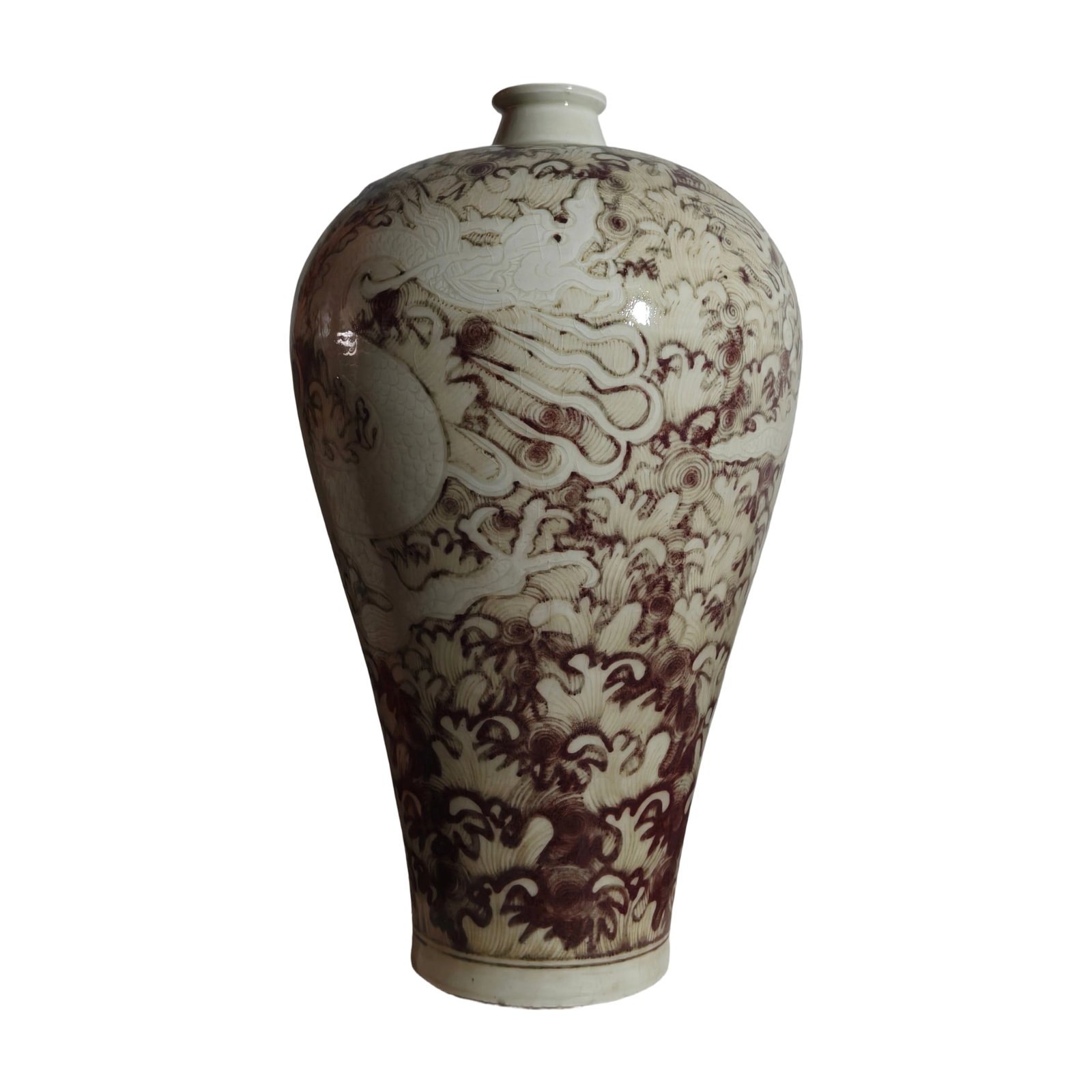 Ming Underglaze Red Sea Dragon Pattern Meiping (1 of 10)